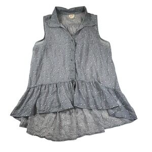 Mossimo Top Women's XXL Rabbit Print Sleeveless Sheer Shirt Easter Rural‎ Hi-lo